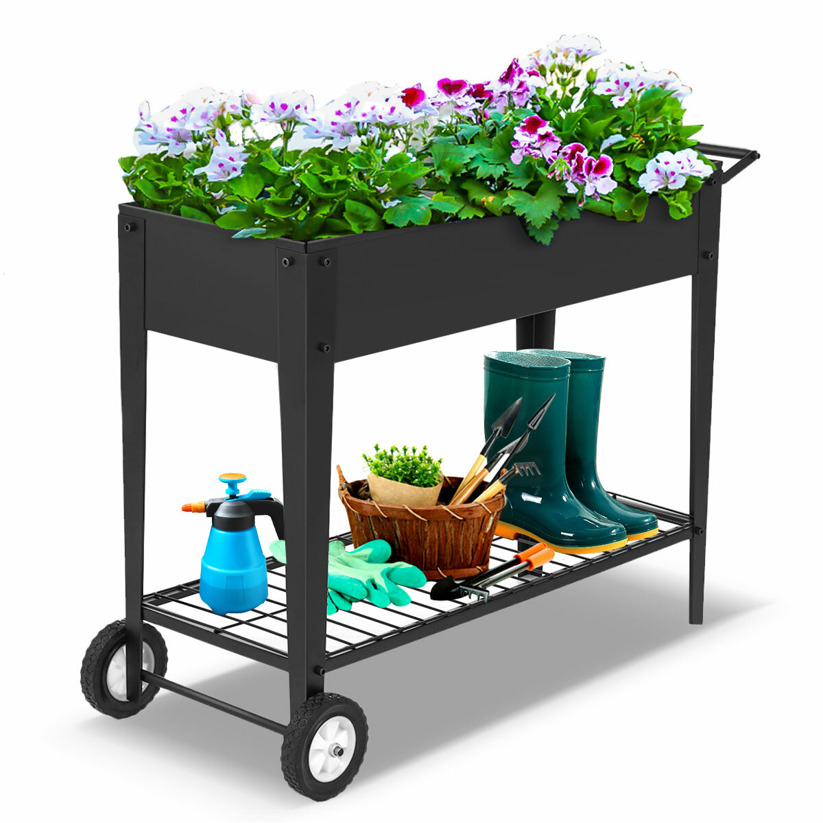 

Raised Garden Bed with Legs Outdoor Raised Planter Box on Wheels Elevated Garden Bed for Vegetable Flower Herb Patio