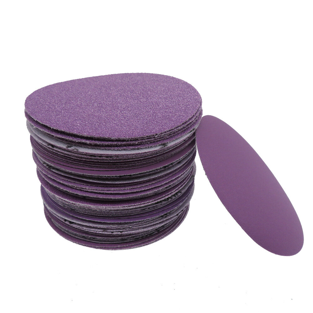 100pcs 4 Inch 100mm 80 Grit Purple Sanding Disc Waterproof Hook Loop Sandpaper for Metal Wood Car Fu