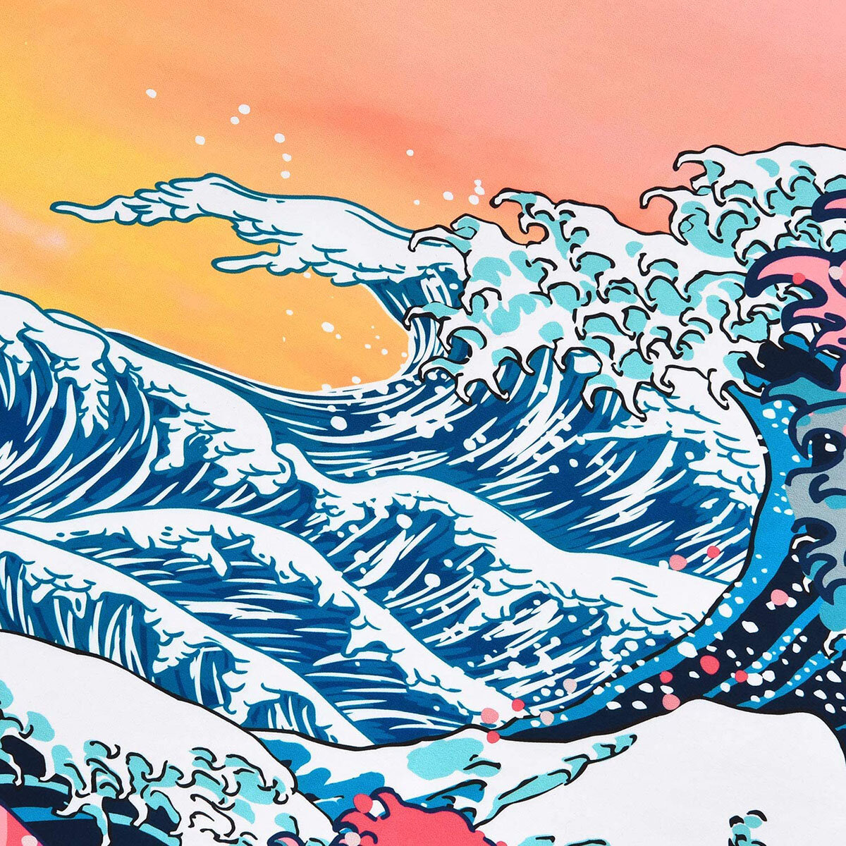 Ocean Wave Tapestry Sunset Tapestry Polyester 3D Great Wave Japanse Stijl Deken voor Kamer Woonkamer