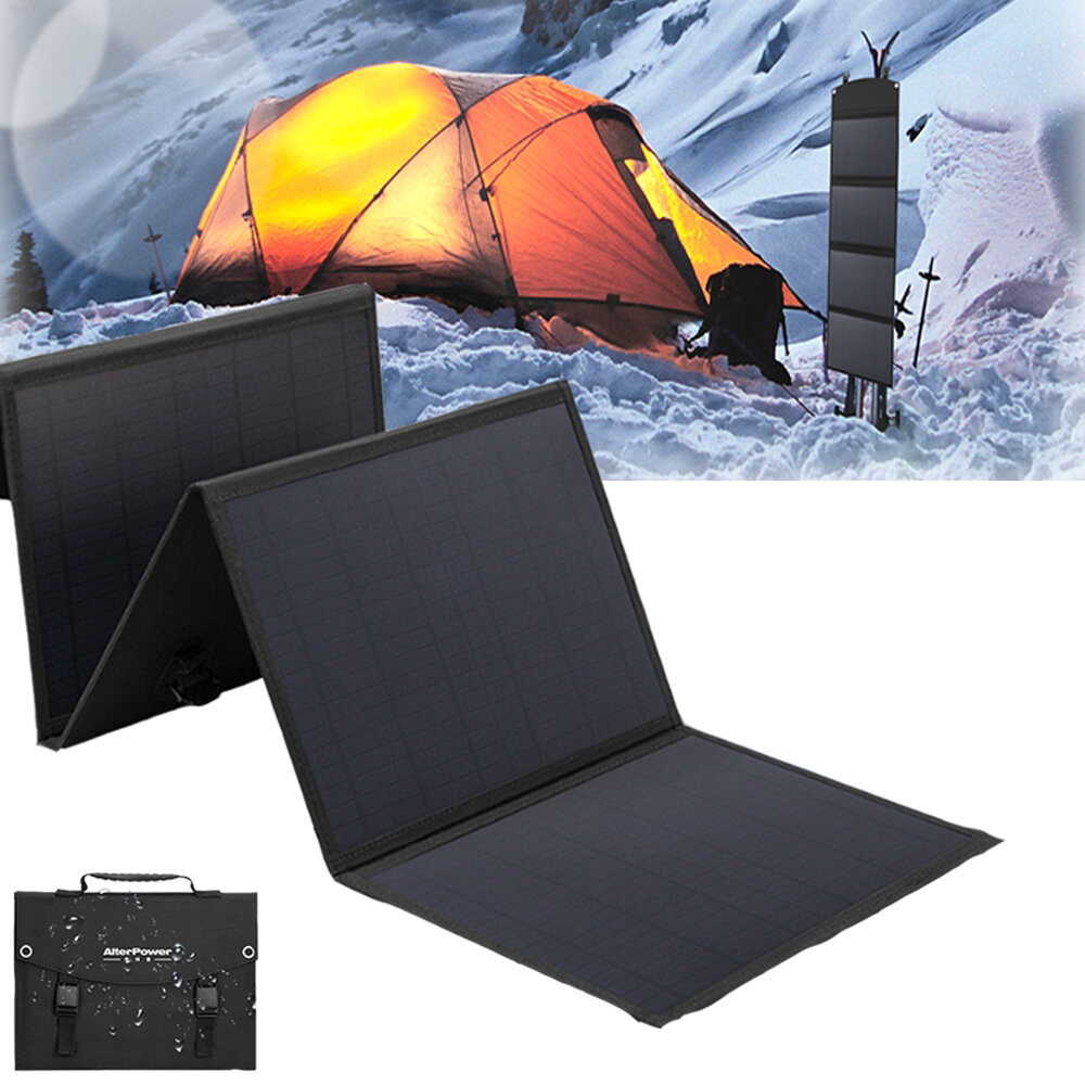 АльтерПауэр 40 Вт солнечные панели 2 USB + DC водонепроницаемая складная солнечная монокристаллическая кремниевая плата Power Bank солнечный зарядный устройство для путешествий и кемпинга.