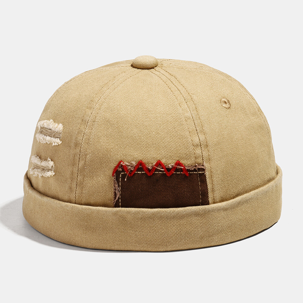 Men Cotton Adjustable Outdoor Brimless Hat Vintage Beanie Cap