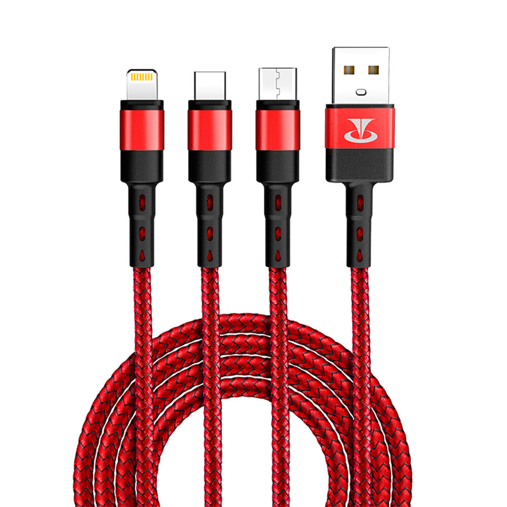 Teclast 3-IN-1 USB to Type-C + iP + Micro USB Charging Cable 1.5M Nylon Braided 3A Cable for Macbook