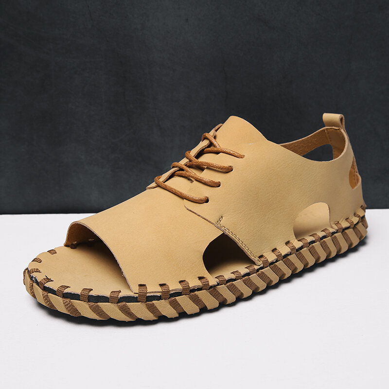 Men Large Size Stitching Soft Soled Lace Up Casual Outdoor Shoes