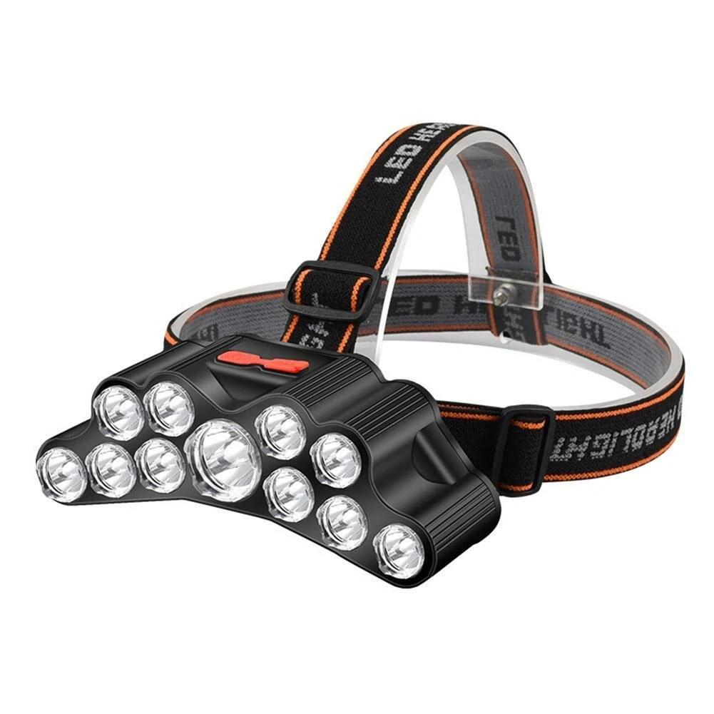Camping Headlight Head Flashlight Head Light 11 LED Headlamp Rechargeable Powerful Head Lamp Built-in Rechargeable 18650 Battery