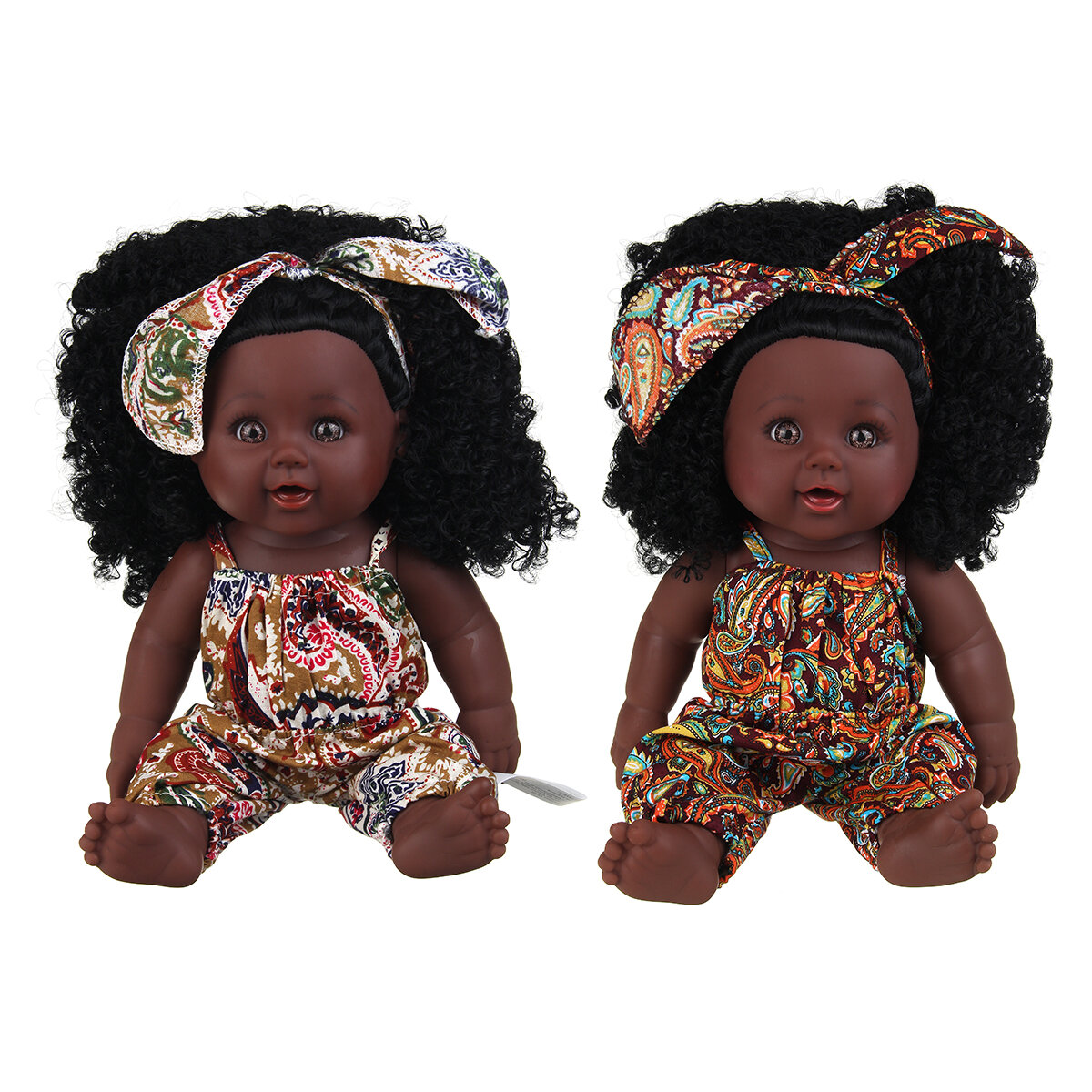 30CM Silicone Vinyl African Girl Realistic Reborn Lifelike Newborn Baby Doll Toy with 360° Moveable Head Arms and Legs f