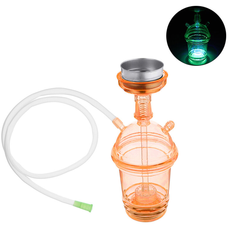 Outdoor Portable Colorful Hookah Shisha LED Light Base Glass Water Pipe Bottle Camping Travel