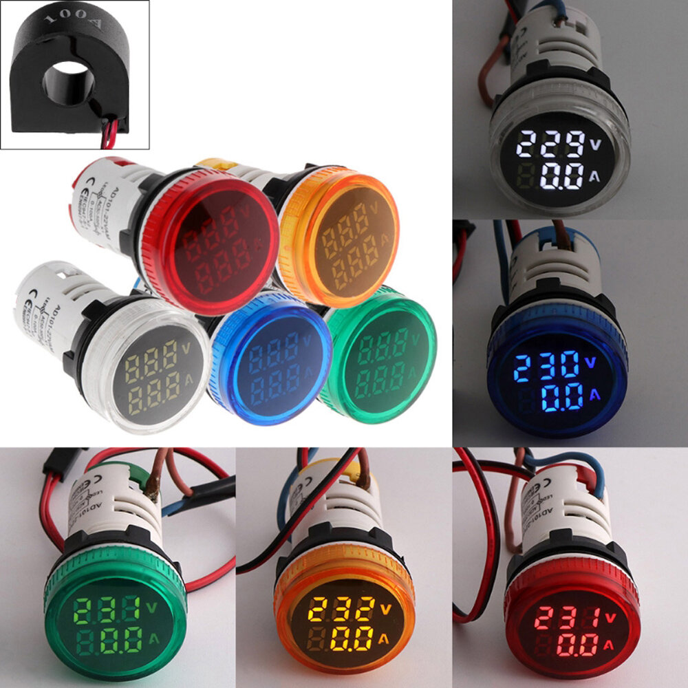 Geekcreit® 2in1 22mm AC50-500V 0-100A Amp Voltmeter Ammeter Voltage Current Meter مع CT Au23
