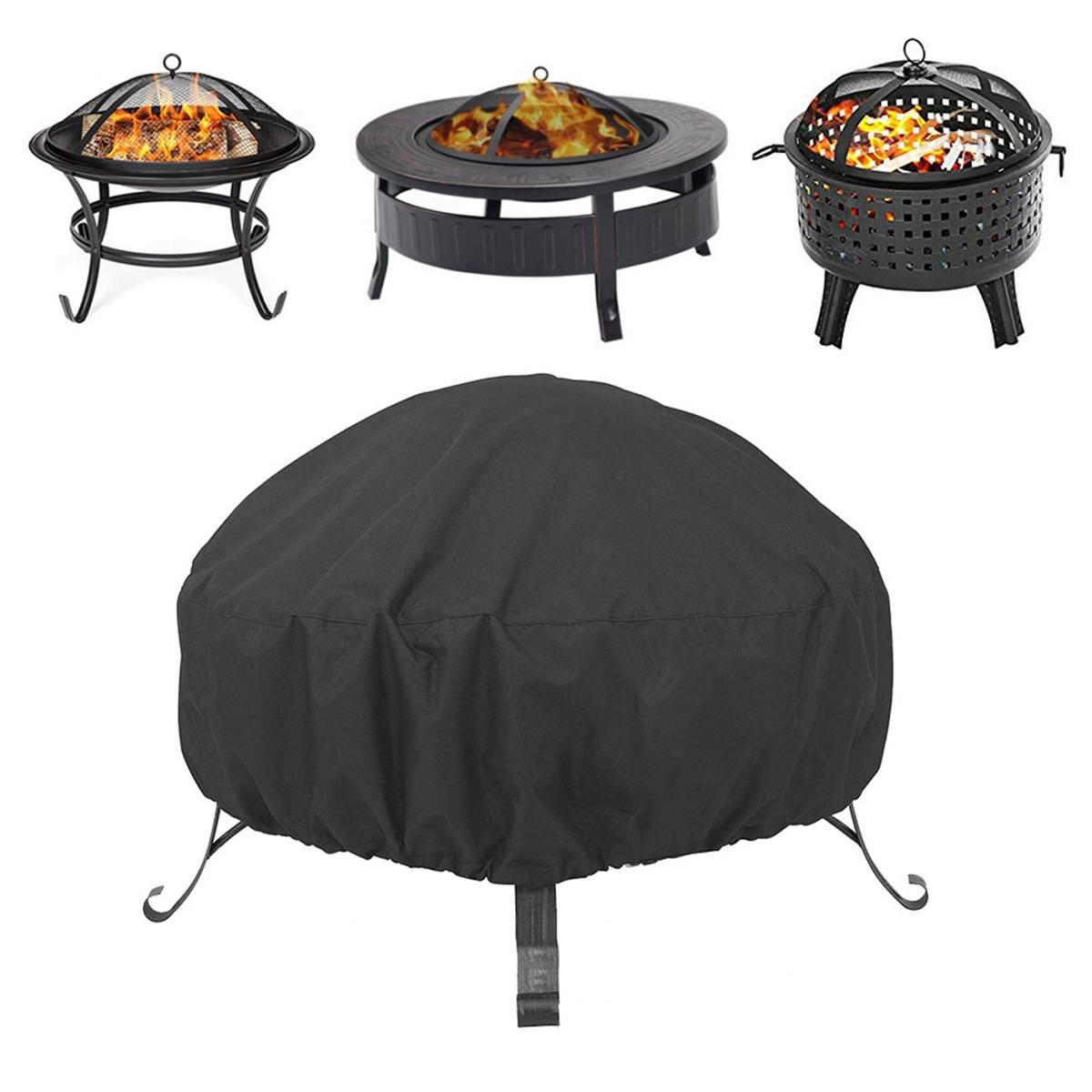Housse ronde pour foyer de 85x40cm, imperméable et protectrice contre les UV, housse pour barbecue en plein air, pour le camping et les voyages.