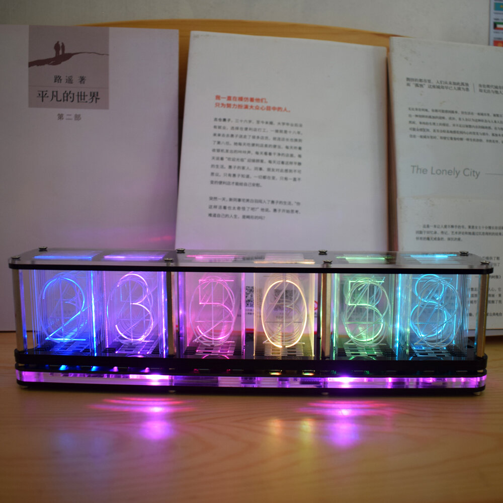 Geekcreit Imitate Glow Clock Full Color RGB Glow Tube Clock LED Music Spectrum Kit