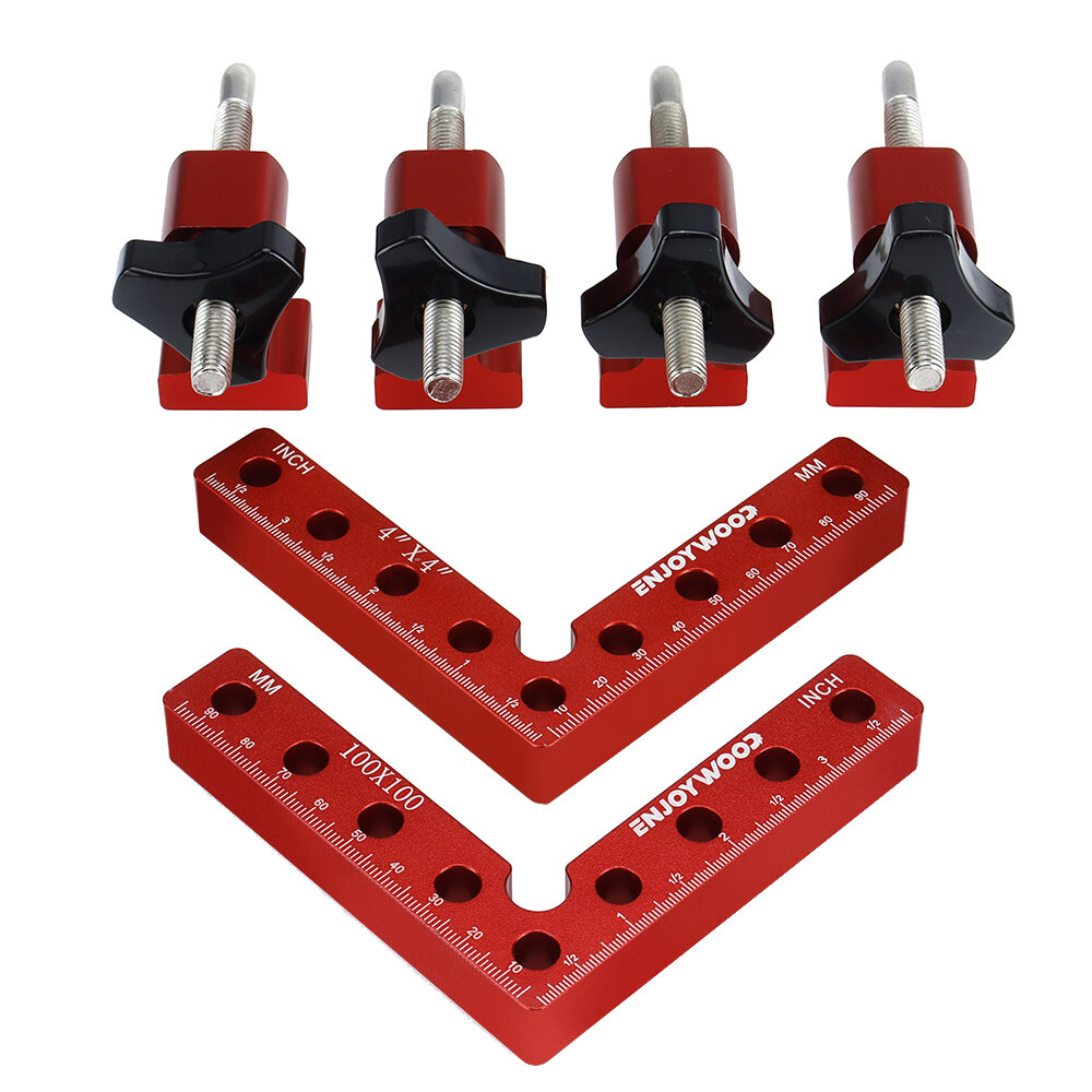 ENJOYWOOD 6PCS Woodworking Upgrade Right Angle Positioning Clamp Precision 90 Degree Clamping Square L-Shaped Auxiliary