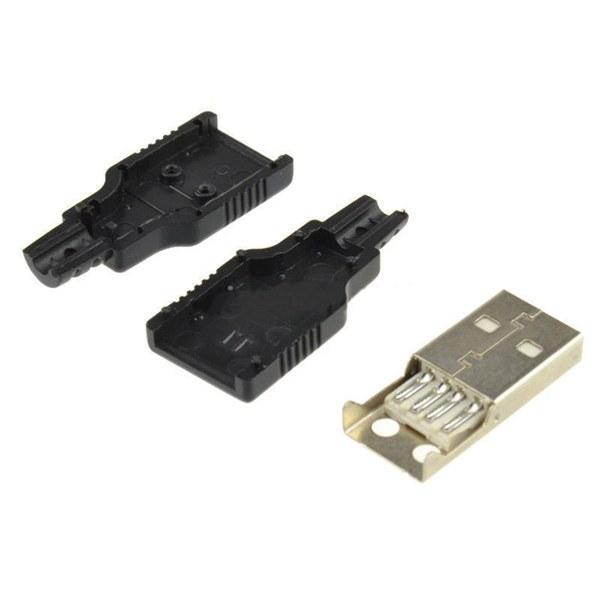 100st USB2.0 Type-A-stekker 4-pins mannelijke adapterconnectoraansluiting met zwarte plastic hoes
