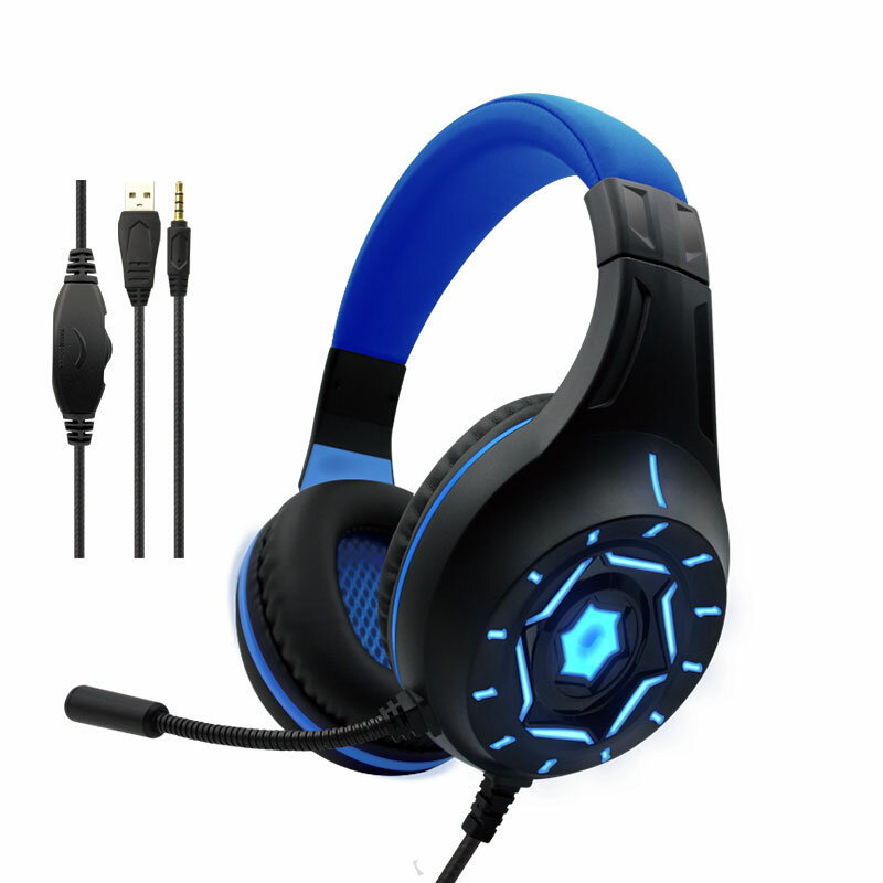 

KOMC G315 Gaming Headphones 3.5mm Wire USB 7.1 Virtual Surround Channel RGB with Mic Over Ear Wired Headset Noise Reduct