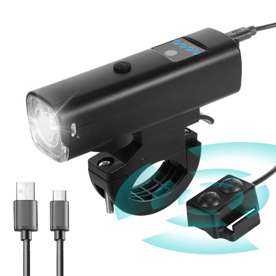 BIKIGHT 2-in-1 XTE Smart Bike Headlight 4 Modes USB Rechargeable 5 Modes Horn Waterproof Flashlight 