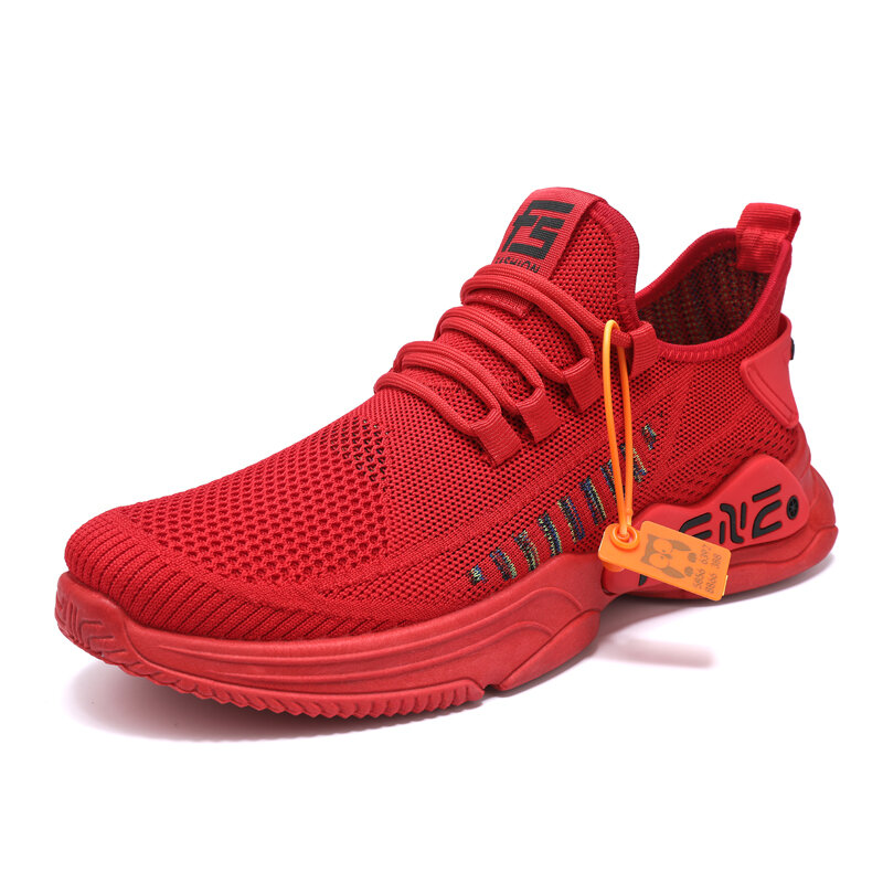 

Men Stylish Knitted Fabric Breathable Lace Up Casual Sport Shoes
