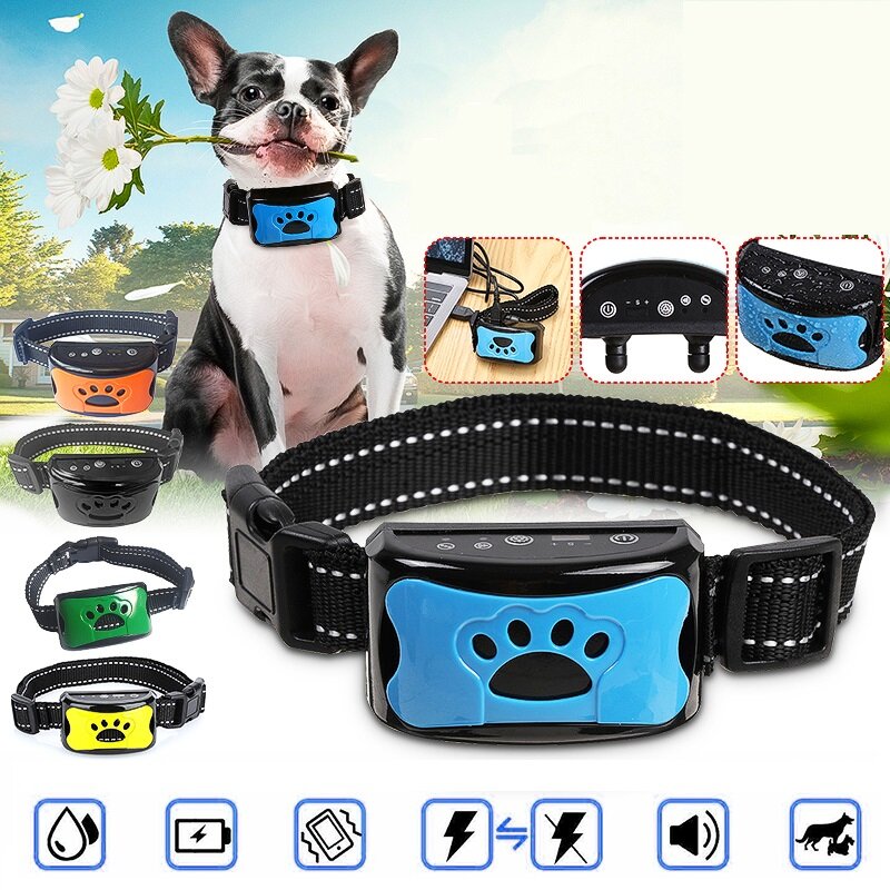 Dog Training Collar Anti Bark Electric Shock Vibration Remote With Customized Audio Commands for Pet Dog Training Collar