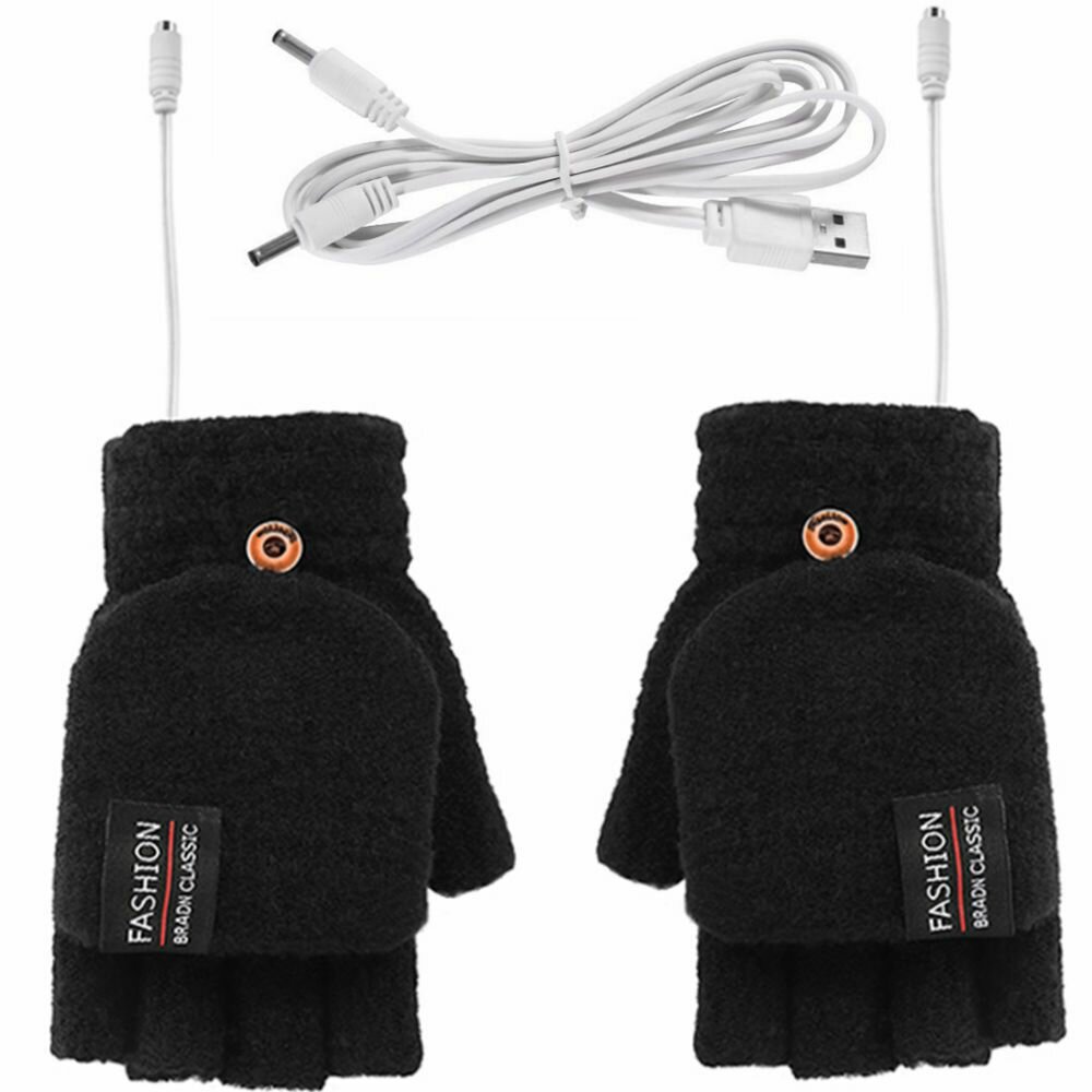 Podgrzewane rękawice USB GRNSHTS dla kobiet i mężczyzn, ciepłe zimowe rękawice na laptopa z opcjami palców pełnych i pół na użytkowanie wewnątrz lub na zewnątrz.