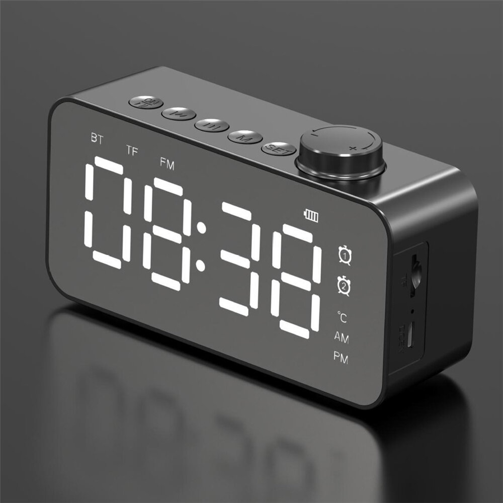 

Беспроводной Bluetooth-динамик Зеркало LED Дисплей Двойной будильник Часы Бас-стерео HD Мини-портативный динамик для зво