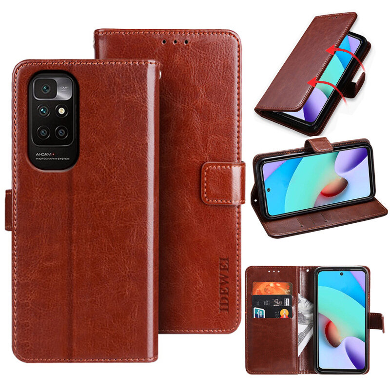 Bakeey for Xiaomi Redmi 10 Case Magnetic Flip with Multiple Card Slot Folding Stand PU Leather Shockproof Full Cover Pro