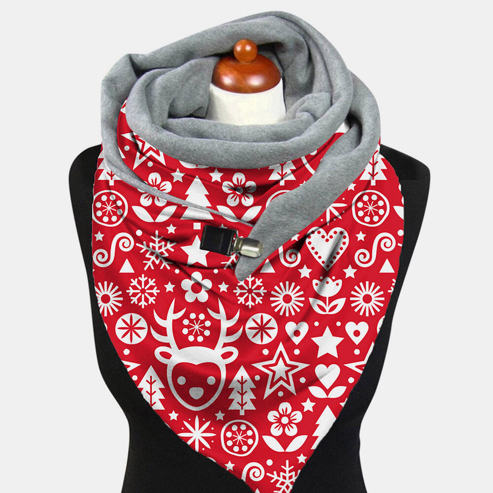 Dames Lichtgewicht Elegant Feestelijk Kerstpatroon Gedrukt Verdikte Warme Sjaal