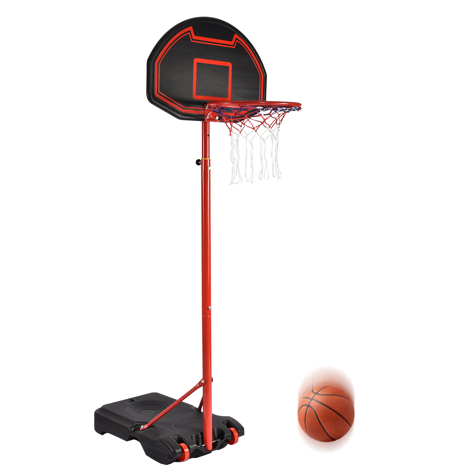 

[US Direct] 1.6-2.1m Adjustable Basketball Hoops Portable Backboard Stand Basketball System Kids Adult Game Garden Patio