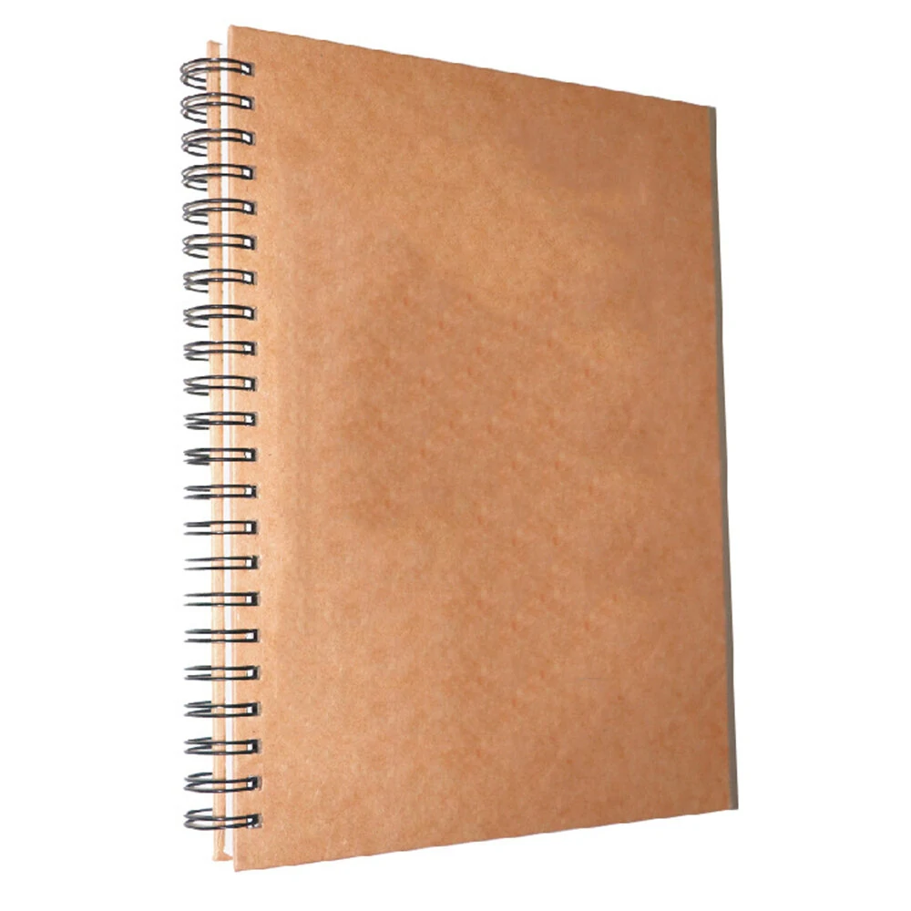 A4 beige white sketchbook iron coil thickened cow leather book drawing sketching painting book for sutdent
