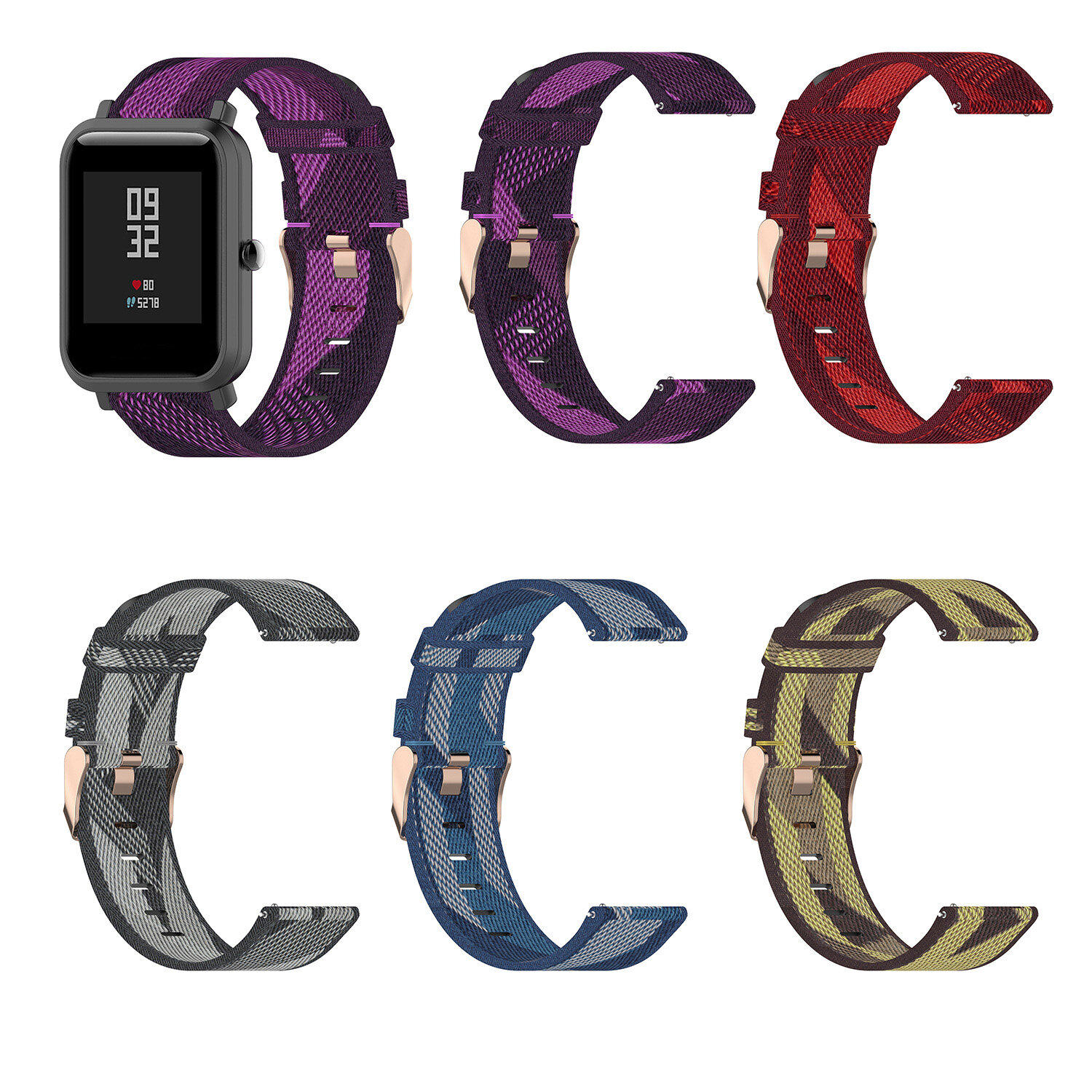20mm Nylon streep horlogeband horlogeband vervanging voor amazfit bip s smart watch niet-origineel