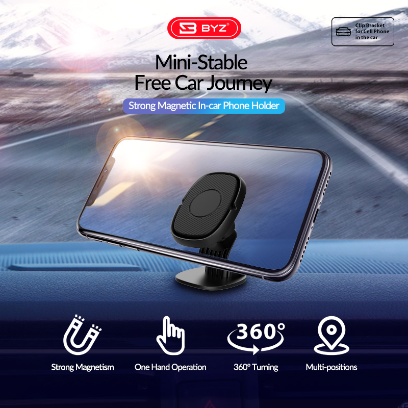 BYZ Car Phone Holder Dashboard Magnetic 360? Rotating Car Mount For Universal Phones