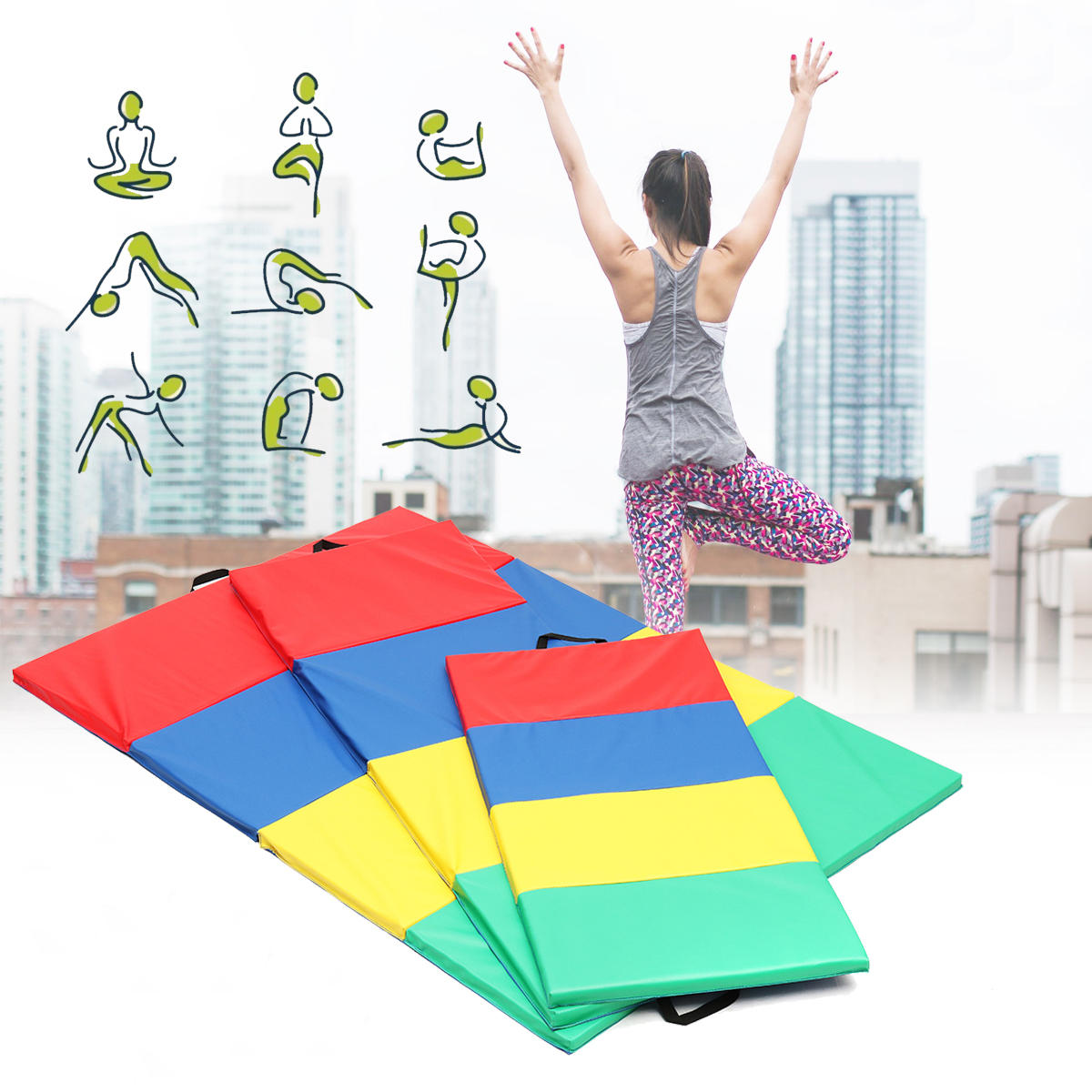 4 összecsukható tornaszőnyeg jóga, edzés, légi pályapanelek tumbling, mászás és pilates céljából