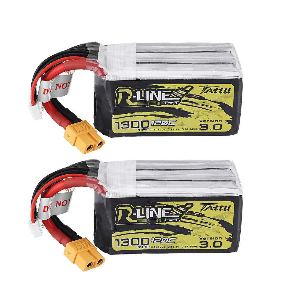 2Pcs TATTU R-LINE Version 3.0 22.2V 1300mAh 120C 6S1P Lipo Battery XT60 Plug for iFlight Nazgul5 227mm 4S 5 Inch FPV Rac