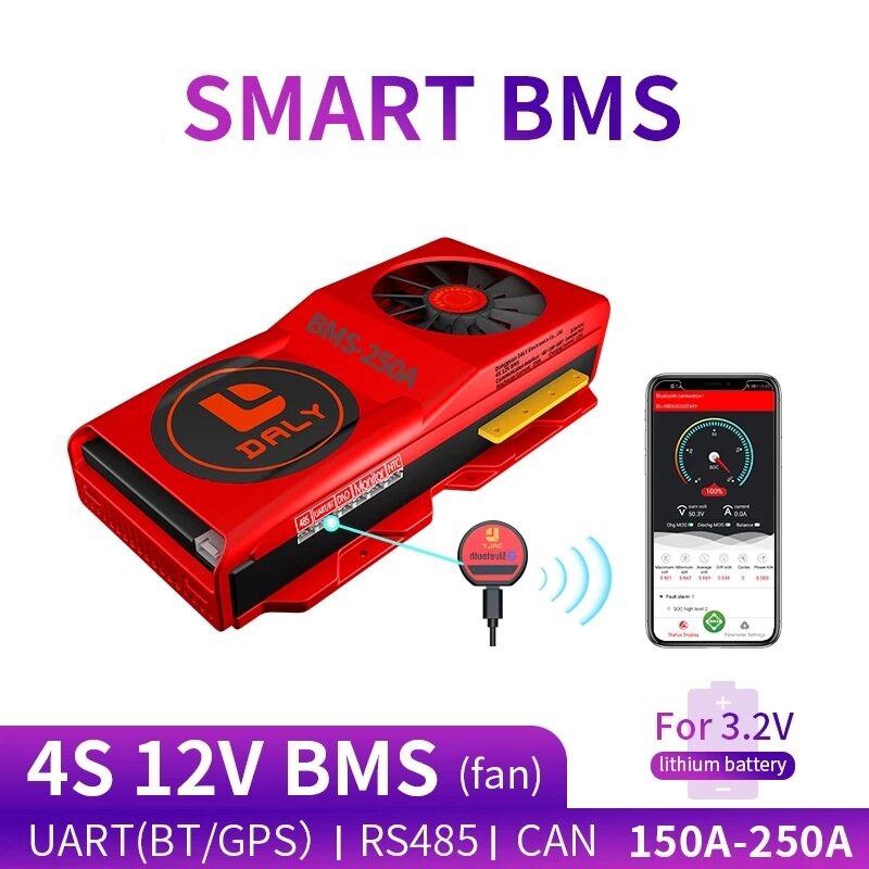 DALY BMS 4S 12V 150A 200A 250A 18650 LiFePO4 BMS Bluetooth 485 to USB Device NTC UART togther Lion LiFePO4 LTO Battery w