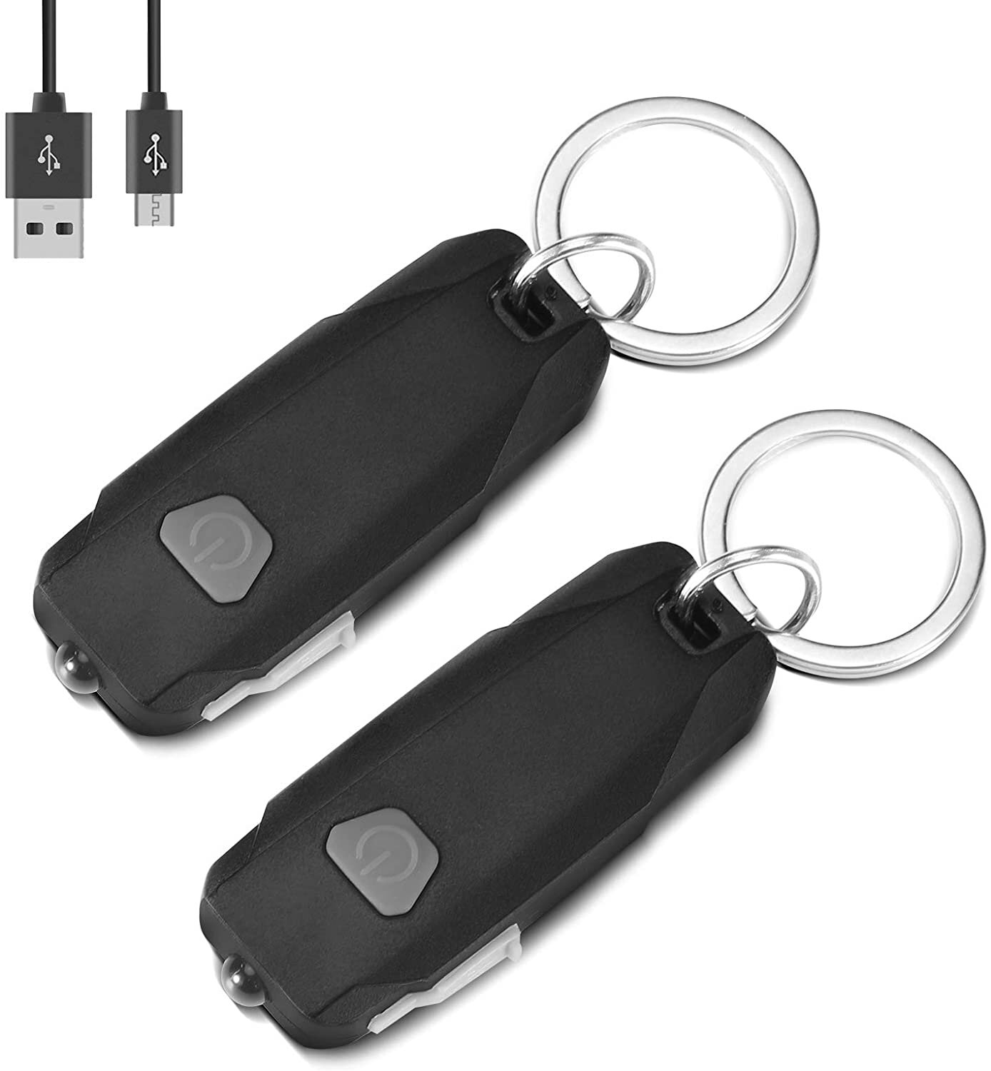 MECO 2-pack mini led-verlichting, draagbare USB oplaadbare ultra heldere sleutelhanger zaklamp met 2