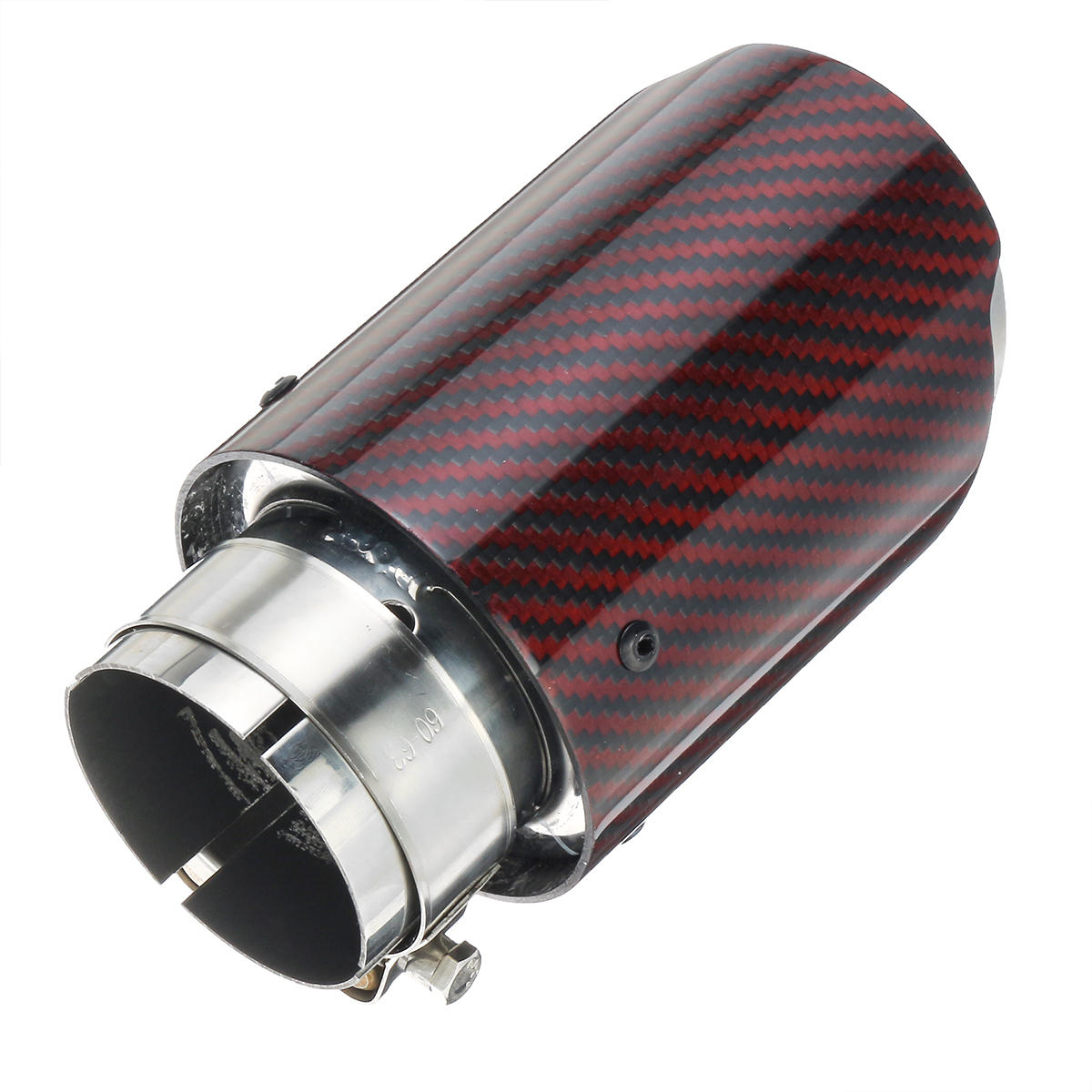 63mm universal real glossy carbon fiber red exhaust muffler tip end