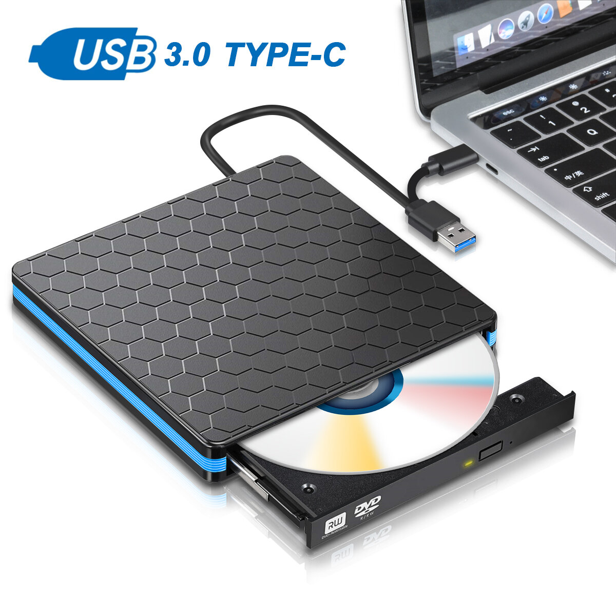 

BlitzMax BM-DV2 USB 3.0 Type C External CD DVD RW Optical Drives for win 7/8/10 /XP Desktop