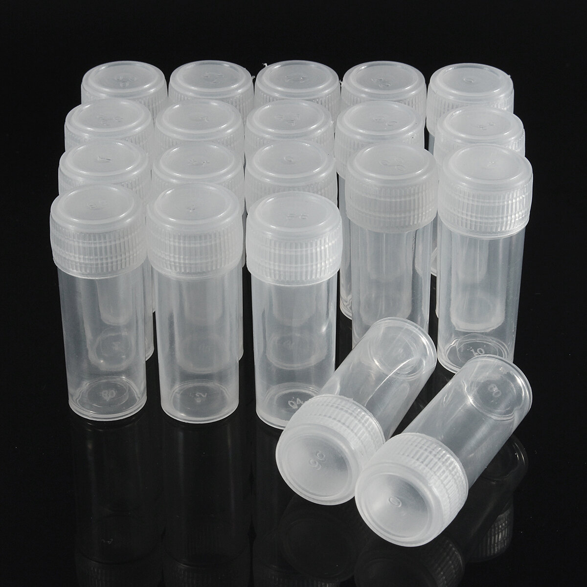 20 Stks 5 ml Chemie Plastic Reageerbuis Flesjes met Seal Caps Pack Container