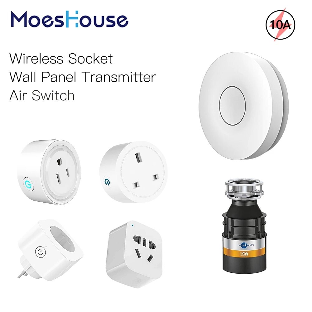 MoesHouse Wireless Socket Self-powered Air Switch Food Residues Garbage Disposal Appliances Fan TV 1