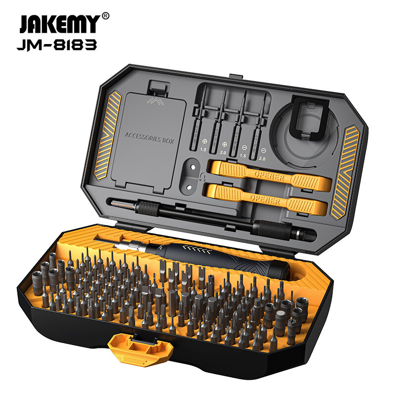 Set di cacciaviti di precisione Jakemy da 145 pezzi con set di riparazione completo con 132 bit in CR-V, manico antisciv