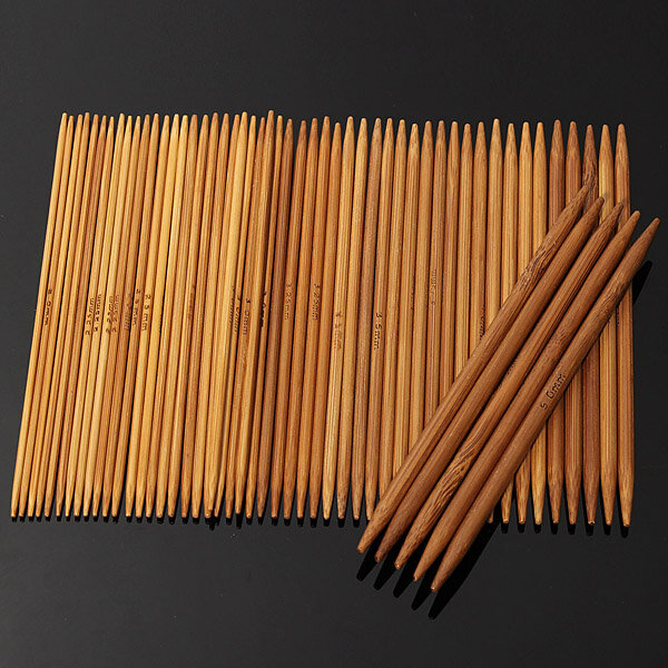 55 stuks 11 maten Carbonized Bamboe Dubbele Pointed Knitting Needles Hat Trui Sjaal Haak Haak