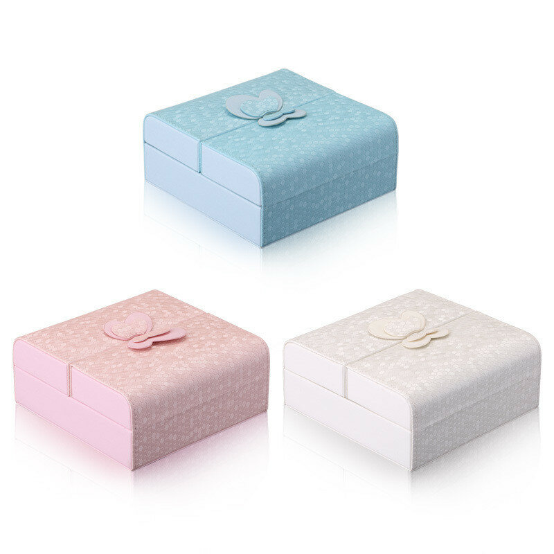 3 Colors Bow Jewelry Storage Box Ring Earrings Necklace Case