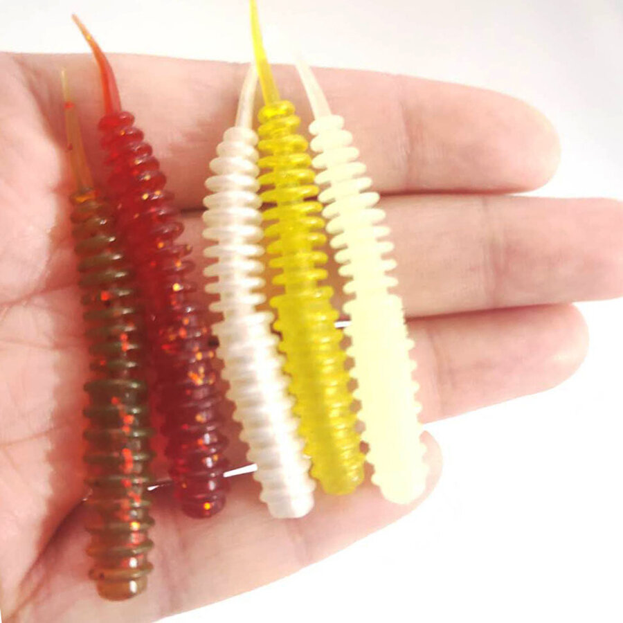 ZANLURE 10Pcs/Set 6cm 1.4g Silicone Soft Fishing Worm Baits Artificial Pesca Spiral Bass Fishing Lur