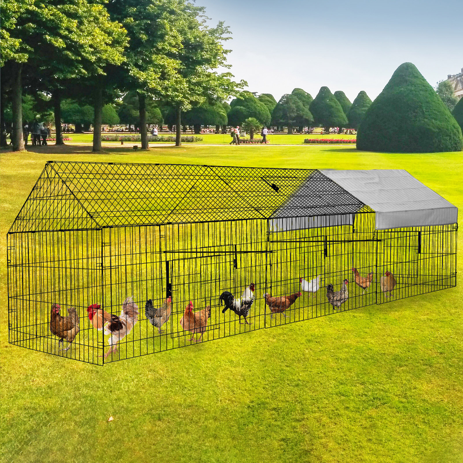 

PawGiant 130'' Poultry Chicken Coop Hen House Hutch Backyard Run Nesting Box Outdoor Cage