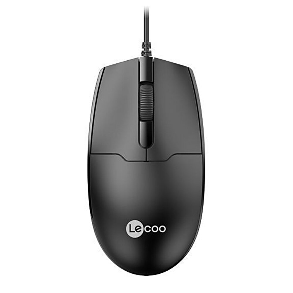 Lenovo Lecoo MS101 Wired Mouse Ergonomic Office Mouse Optical Tracking Streamline Appearance Plug&Play Mice for PC and laptop