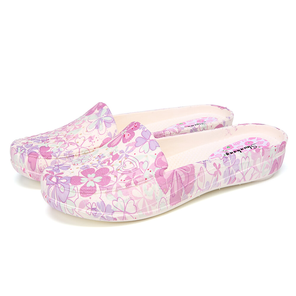 

SOCOFY Lightweight Floral Slip-on Mules Slippers Waterproof Non-slip Working Nursing Shoes