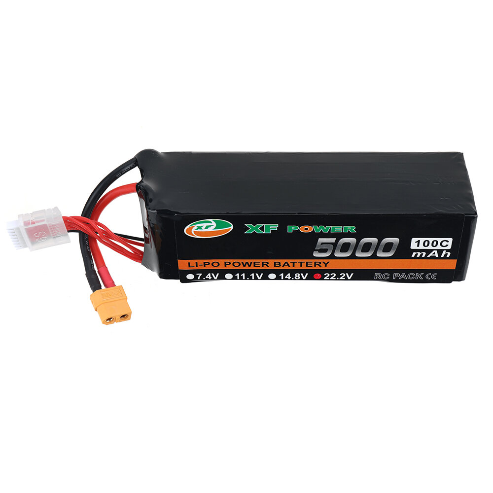 XF POWER 22.2V 5000mAh 100C 6S LiPo Battery XT60 Plug with T Deans Plug for RC Drone