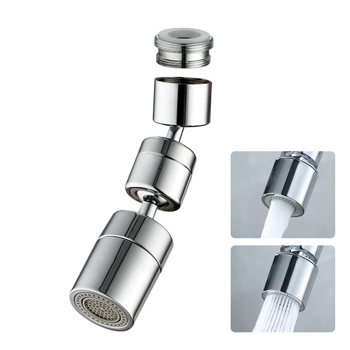 Universal Extender Splash Filter Faucet 1080? Rotate Water Outlet Faucet Silver