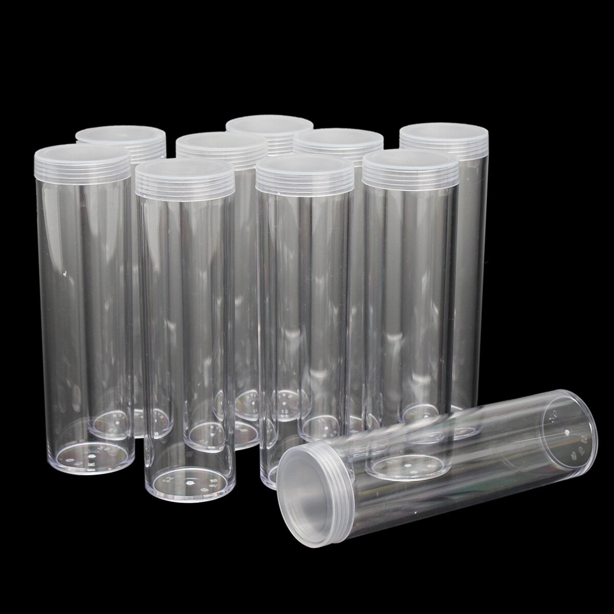 10 Stks / set 25mm Ronde Clear Plastic Coin Tube Munt Houder Container voor Kwart Dollar Opslag Buis