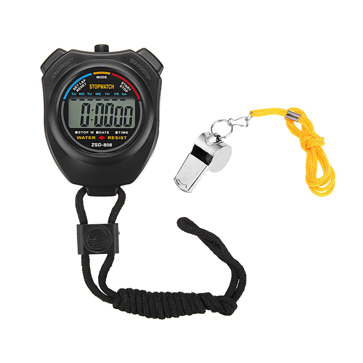 CHARMINER Whistle and Stopwatch Set Handheld Digital LCD Sports Stopwatch Lightweight Whistle for Outdoor Indoor Training