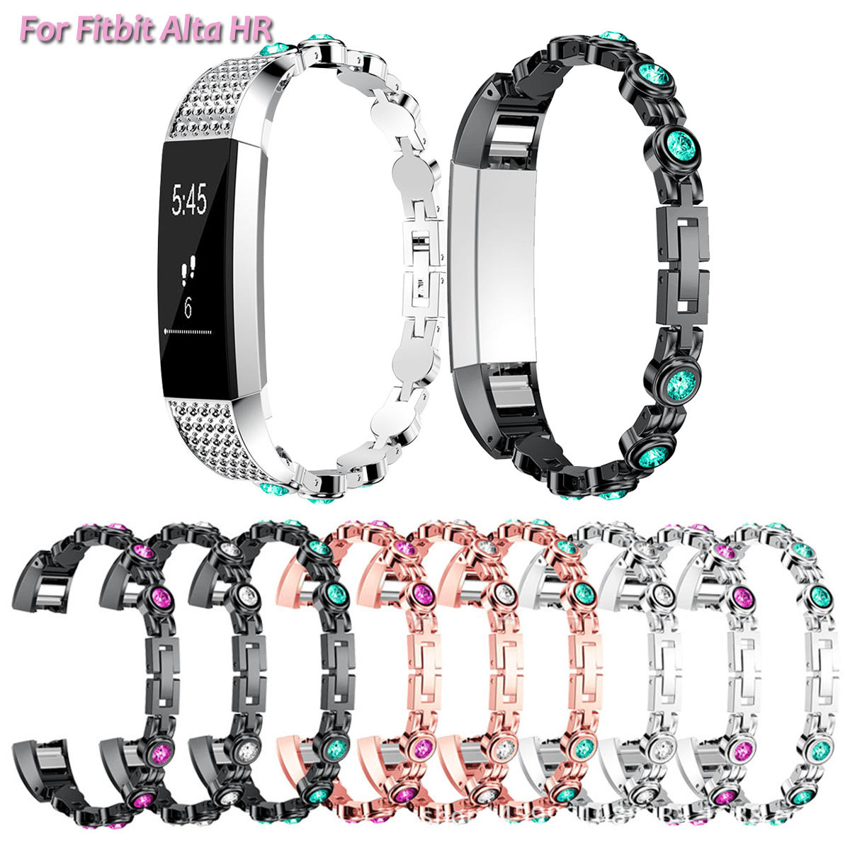 

Bakeey Replacement Stainless Steel Crystal Colorful Smart Watch Band for Fitbit Alta Fitbit HR