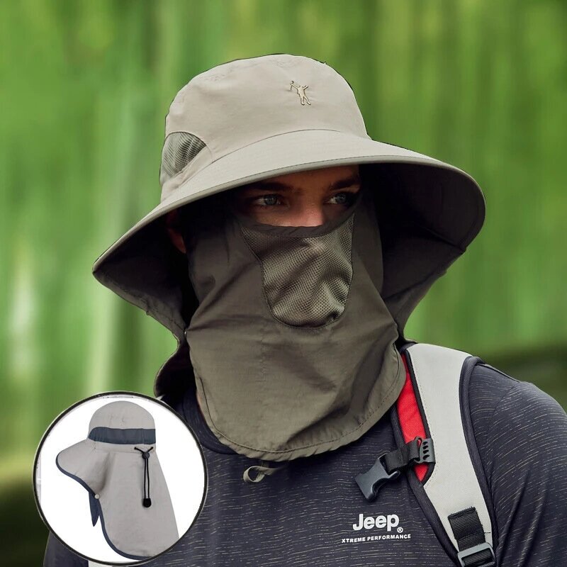 Men Women Summer Quick Dry Sun Protection Hat Outdoor Face Neck Cover Visor Cap 