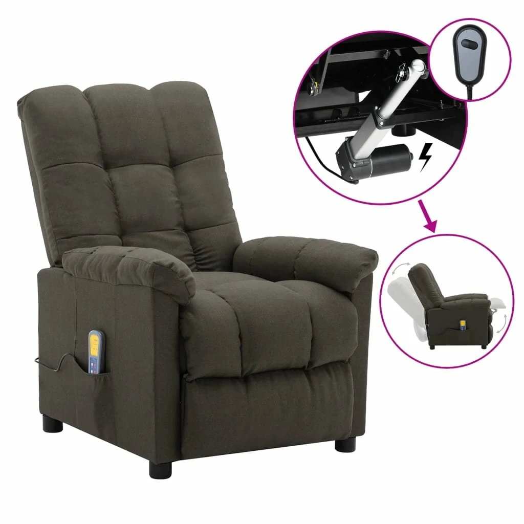 Electric massage recliner taupe fabric