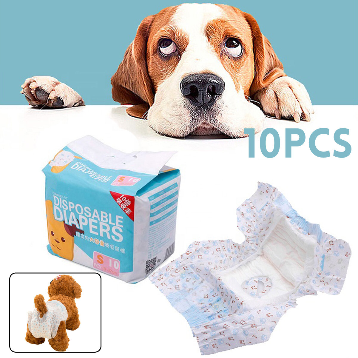 10Pcs Disposable Baby Pet Diapers Ultra Protection Breathable Sanitary Nappy Pants